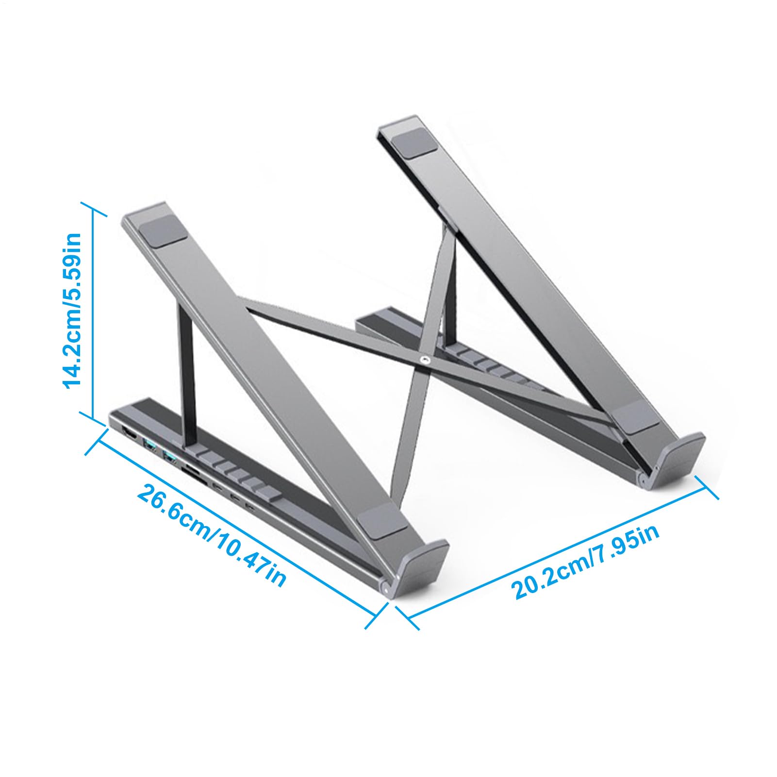 Supporto per laptop con docking station 8 in 1, hub con funzione di raffreddamento e | Supporto ergonomico per laptop per casa, ufficio, tavolo, scrivania, viaggi, lavoro, notebook e