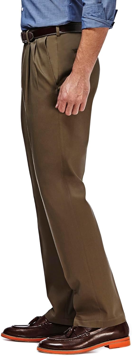 Haggar Men's Premium No Iron Khaki Classic Fit Pleat Front Pant (Regular and Big & Tall Sizes) - Image 2