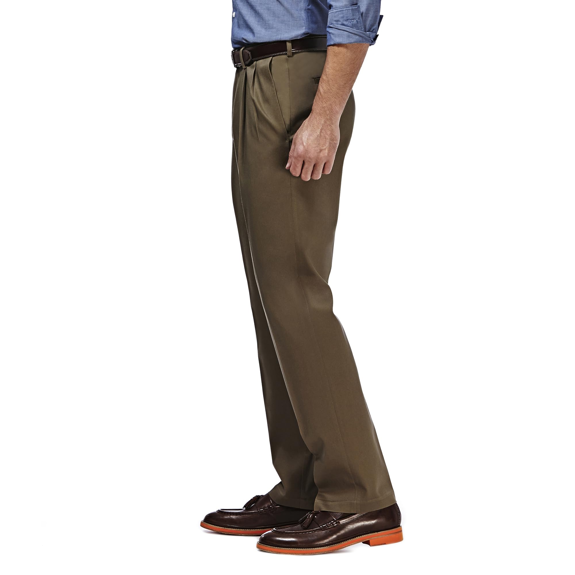Haggar Premium No Iron Khaki Classic Fit Pleat Front Pant (Regular And Big & Tall Sizes) - Nieformalne spodnie Mężczyźni