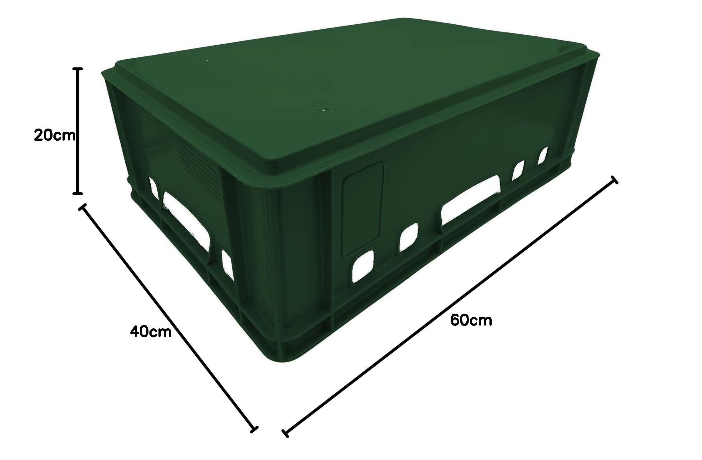 BURI 1 x scatola per carne E2 verde scuro, 60 x 40 x 20 cm, scatola impilabile | Eurobox Made in Germany per alimenti, robusta, impilabile