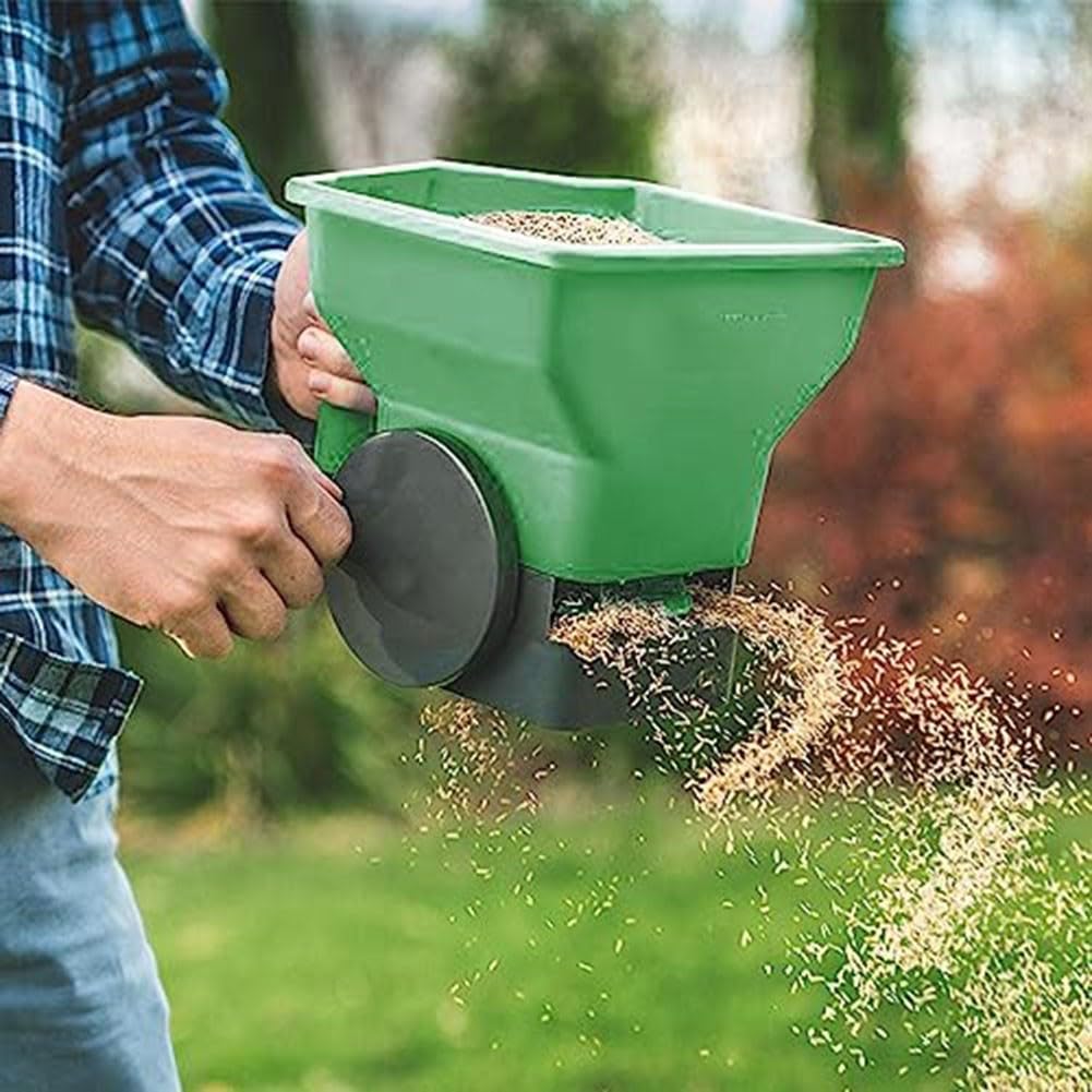 Handstreuer – Rotary GrassSeed Streuer für einfache Verteilung von Dünger, Salz, grün