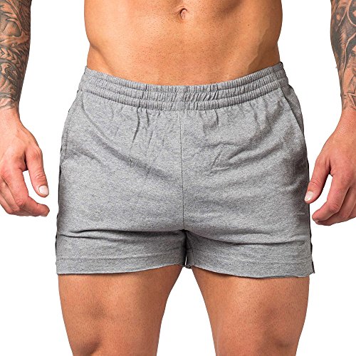 EVERWORTH Men's Fitted Gym Workout Shorts Bodybuilding Running Cotton Short (US Small: (Waist: 28