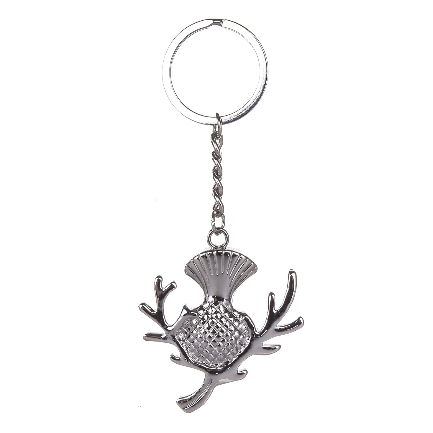 Scottish Saltire Multi Keyring Keychain Scotland Bag Charm (Silver Thistle Charm)