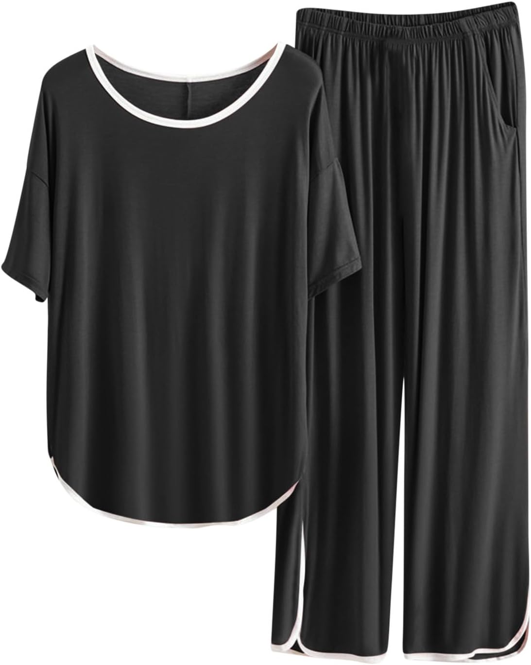 Tuta Donna Elegante Chic 2 Pezzi Completo di Pantaloni a Gamba Larga Formale Tute e Lavoro Vestito Senza Maniche Tinta Unita Completi Baggy Taglie Forti Set Completo Estivo da Sera Interi