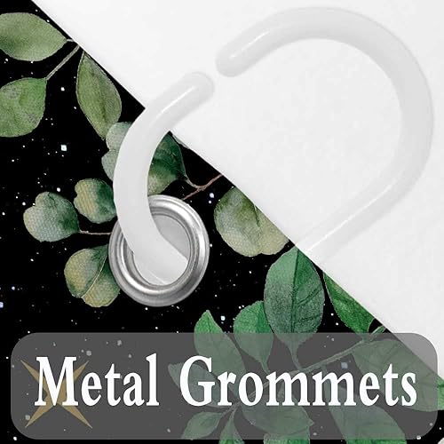 Miniatura 6 de JAWO Cortina de ducha de hongos, cortinas de ducha bohemias con diseño floral, diseño de rana divertida, juego de accesorios de baño con ganchos, 69