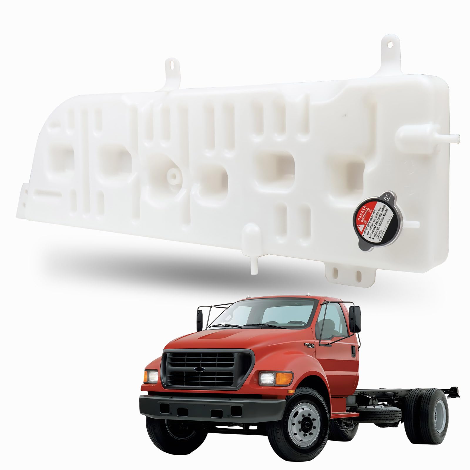 F81Z-8A080-AA Radiator Overflow Coolant Reservoir Tank Fit for Ford Truck F650 F750 2000-2003 for Ford F12000 F14000 F16000 1998-2005, Surge Expansion Bottle Replace# F81Z8A080AA F81A-8A080-AD