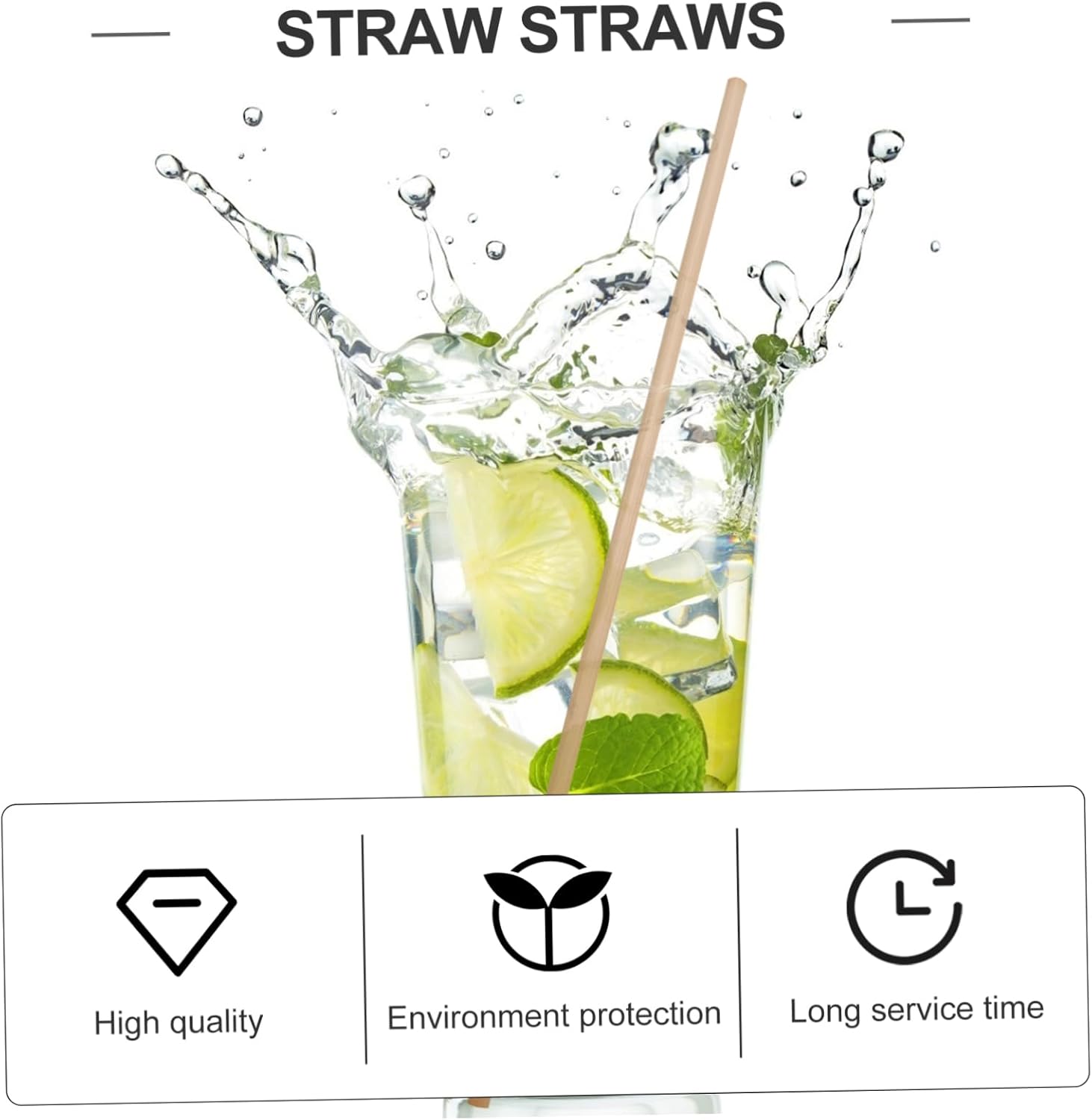 KOMBIUDA 100pcs Wheat Straw Drinking Straws Disposable for Beverages Comfortable and Practical Pipets for Parties and Events