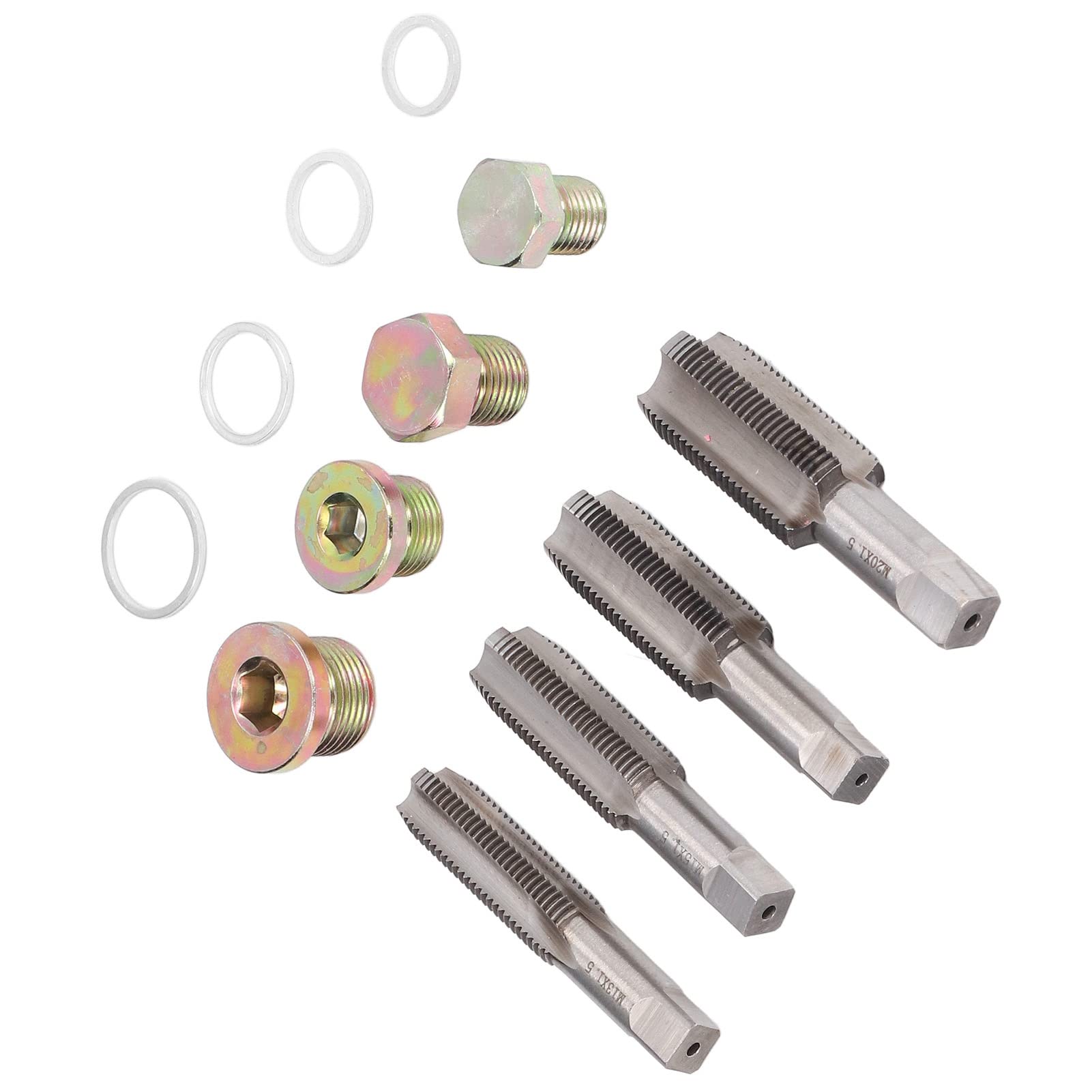Kit di riparazione filettata per coppa 'olio da 64 pezzi, strumento per la filettatura del tappo di scarico M13, M15, M17 e M20 con 40 rone e 20 tappi, set professionale per la