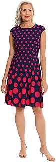 Women's Perfect Versatile Scuba Crepe Fit & Flare Dress Event Guest of Occasion Office Career