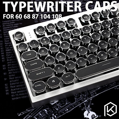 White 87 Retro Typewriter ABS Keycap Set 108 87 For MX Switches