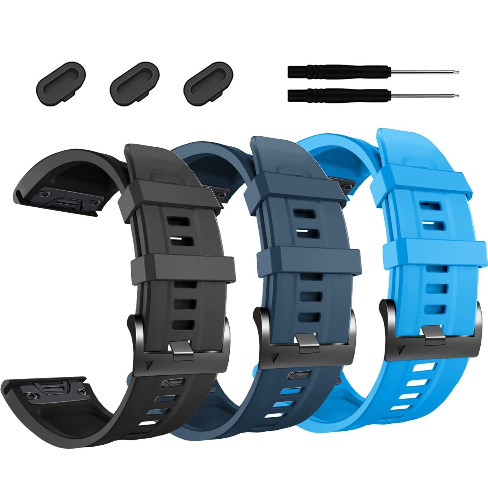 MODBAND 26mm Watch Band?For Garmin Fenix 7X Pro Epix Pro 51mm Fenix 6X Watch Strap Fenix 5X Plus Silicone Wristband Fenix 6X Pro Descent Mk2i MK3i 51mm Smartwatch WristBand(3pack D)