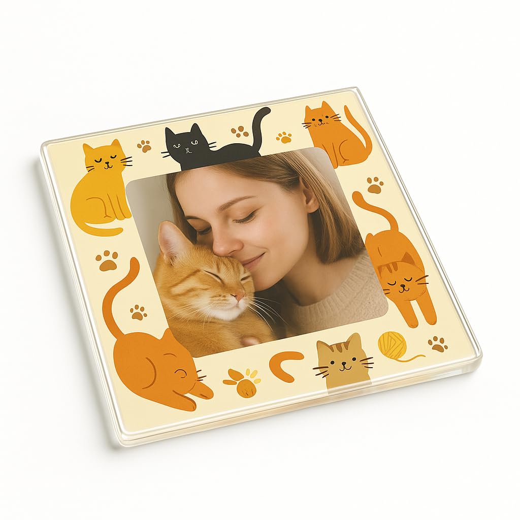 The Plum Penguin Cat 1 Acrylic Coaster Gift With Whisker Whimsy Design - Captivating Cat-Themed Home Decor For Pet Lovers Celebration