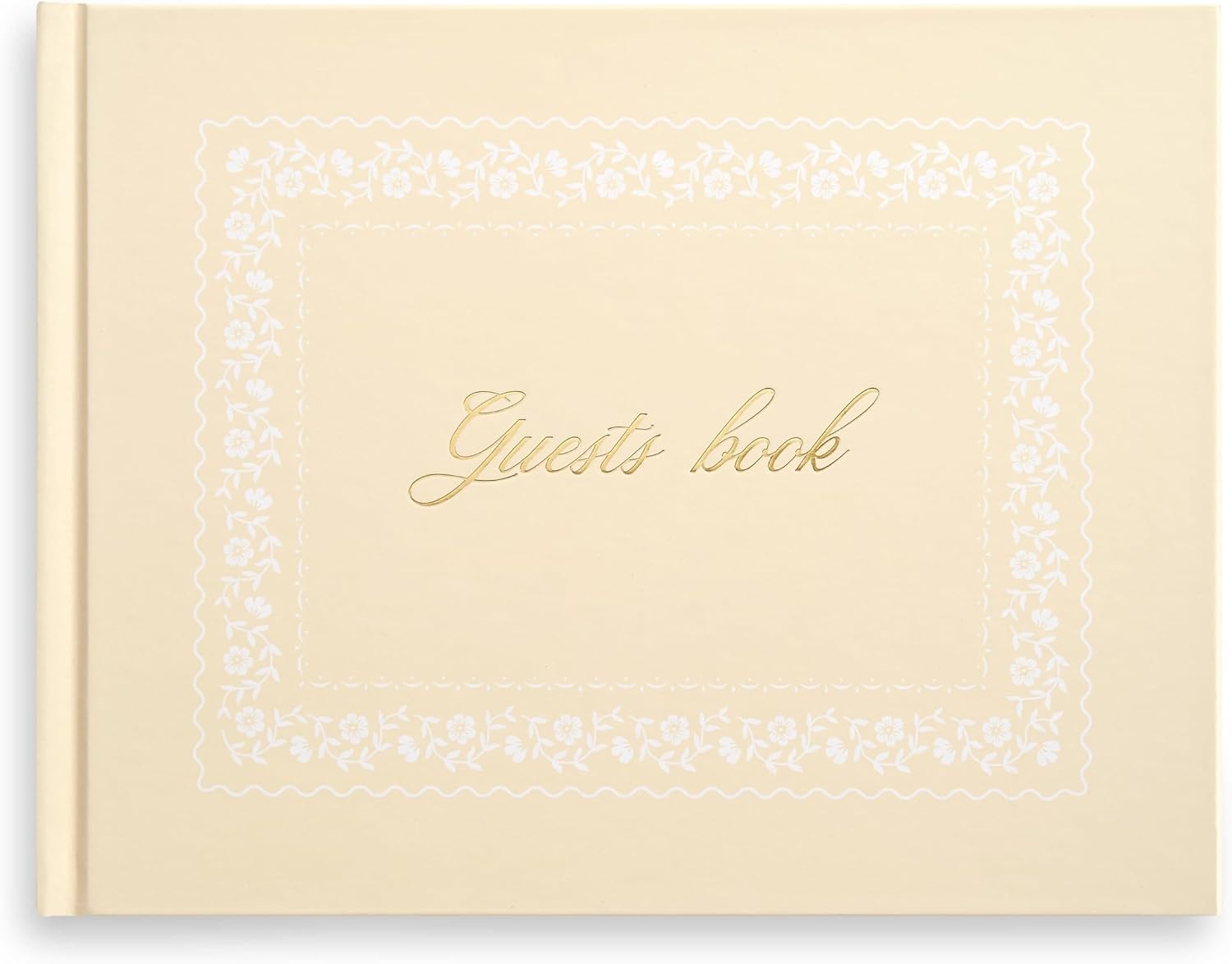 &And Per Se White Wedding Guest Book with Photo Spots – Elegant Hardcover Sign-in Book for Weddings, Baby Showers & Special Events – Blank & Lined Memory Keepsake Album