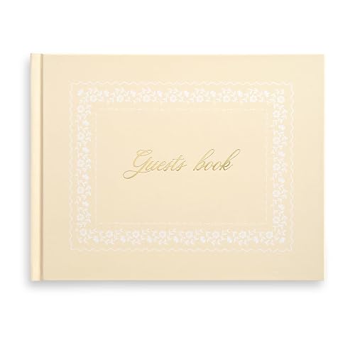 &And Per Se Beige Patterned Wedding Guest Book with Photo