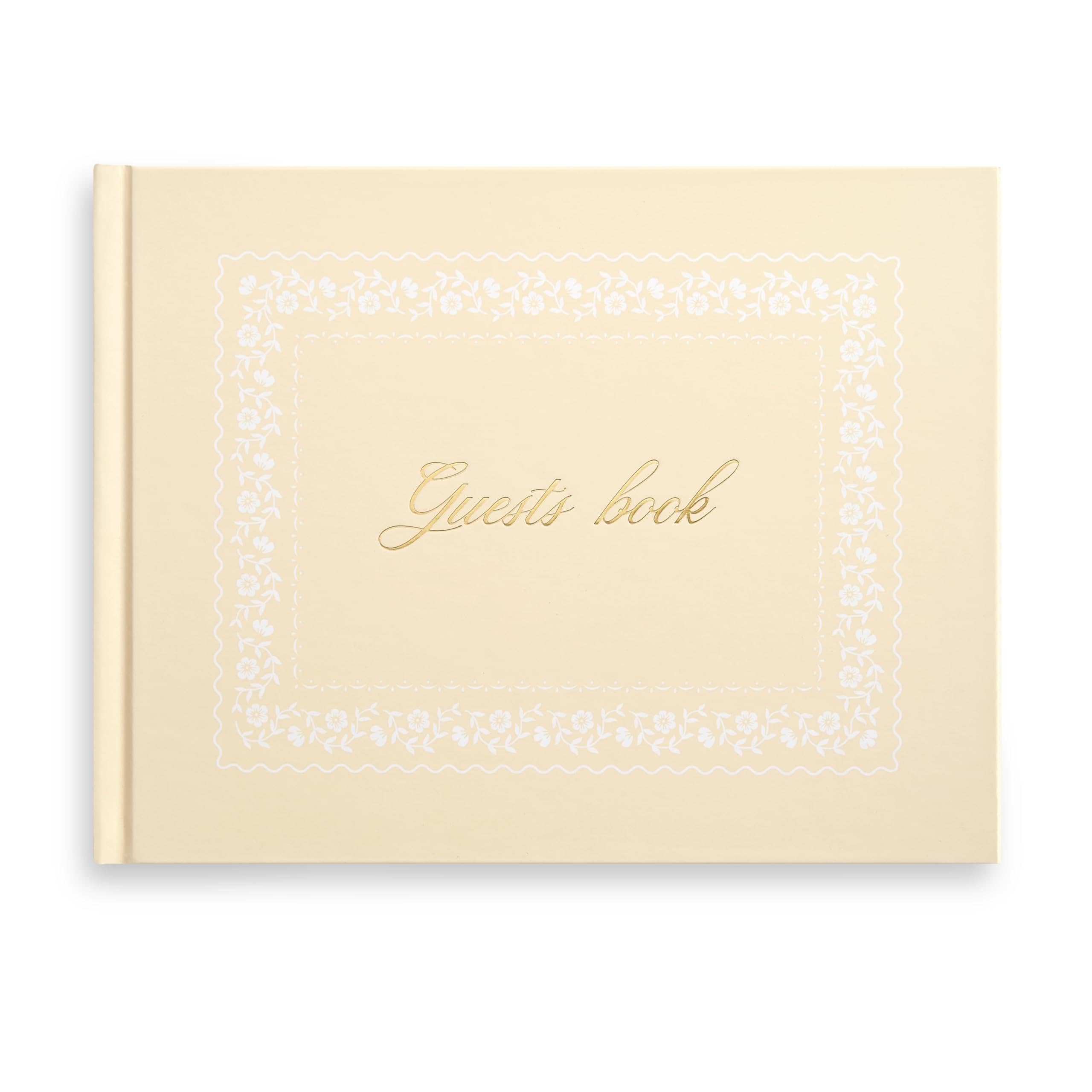 &And Per Se Gästebuch Hochzeit - Elegantes Gästebuch für Hochzeitsempfänge, Babypartys, Geburtstage & besondere Anlässe, Hardcover Anmeldebuch mit leeren linierten Seiten & Foto-Punkten (Beige mit