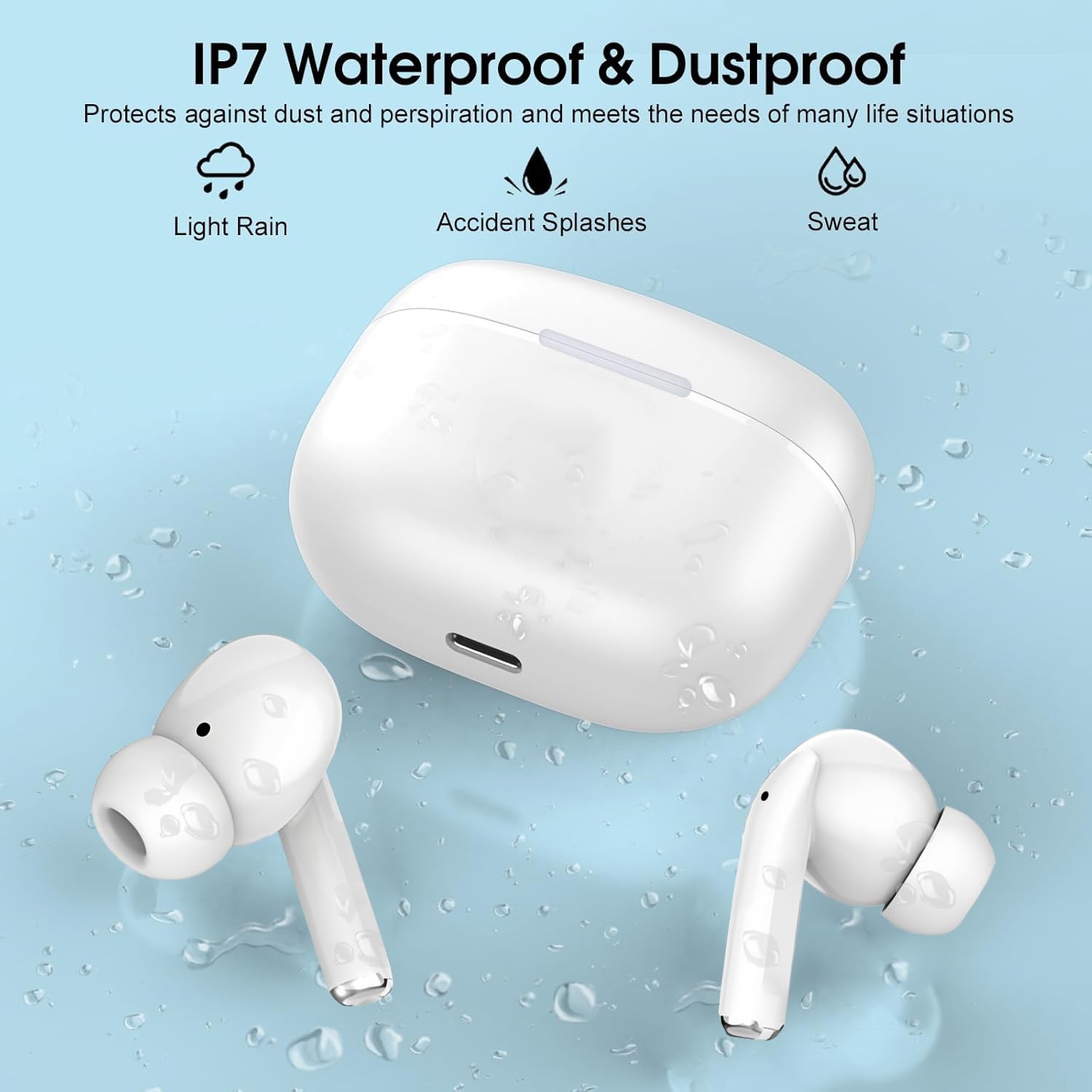 Auricolari Bluetooth 5.3 In Ear 48 Ore Stereo HiFi 4 ENC HD Cancellazione Rumore Mic IP7 Impermeabili per Galaxy iOS Android