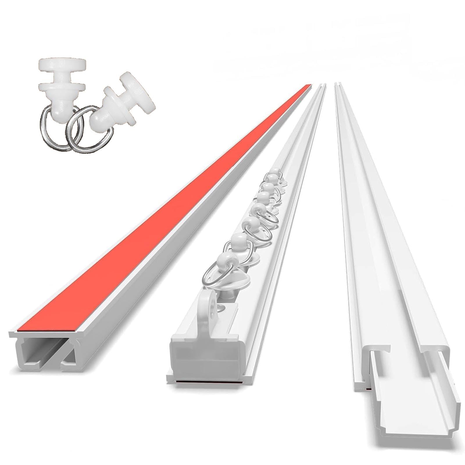 WQPMNYG Ceiling Curtain Track System, Smooth Rolling Curtain Rod for Bedroom, Shower, Hospital Room Divider, Complete Installation Kit (Wall-Mounted, 3.4m/11.2ft)