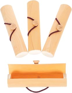 Beavorty 4pcs Wooden Scroll Lipstick Gift Boxes for Travel and Holidays | Beige Wood and Rubber Build, Compact Lip Balm Packaging, Artistic Rustic Style for Girls and Women