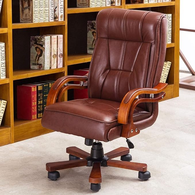 Image of Lakdi The Furniture Director & Executive Chair for Office Made in Plyboard with Leatherette and Soft Seating, Fixed Armrest & Revolving for Ultimate Comfort and Productivity - 111011326 Brown