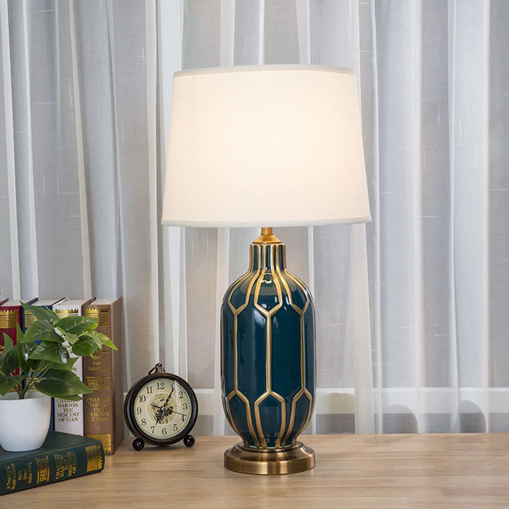 Lampada da tavolo in ceramica americana, lampada da comodino, decorazione rustica moderna lampada in ceramica corpo per soggiorno camera da letto comodino casa