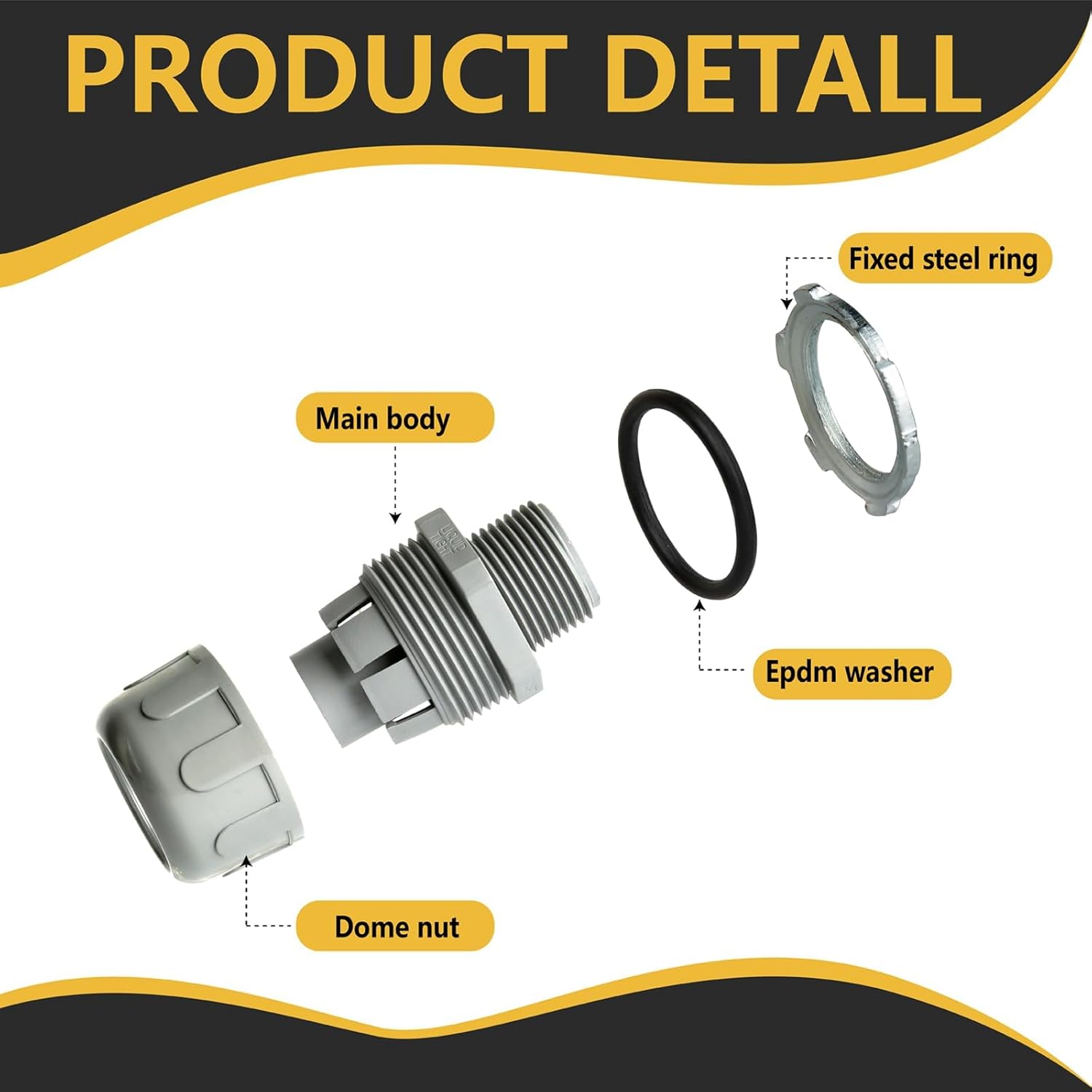 Conduit Connectors, 3/4 Inch Liquid Tight Connector NPT Non-Metallic for PVC Electrical Flexible Conduit Fittings, 180 Degree Straight, UL Listed for Home Outdoor Tubes Tools, Grey (200-Pack)