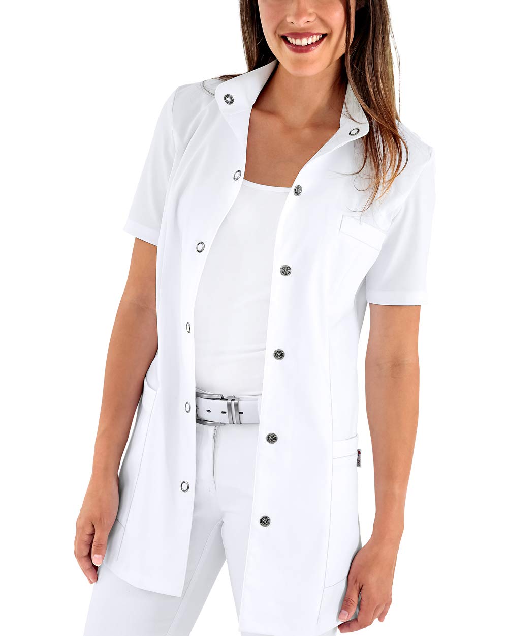 CLINIC DRESS Kasack Damen 1/2 Arm Stretch Druckknöpfe Seitentaschen 95°