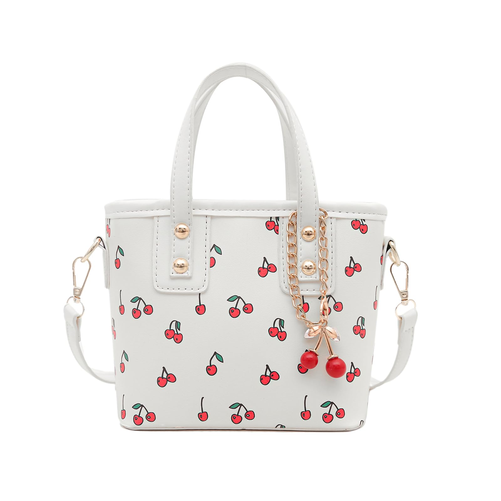 Small Cute Cherry Purse for Women Vegan Leather Crossbody Handbag Tote Bag for girls