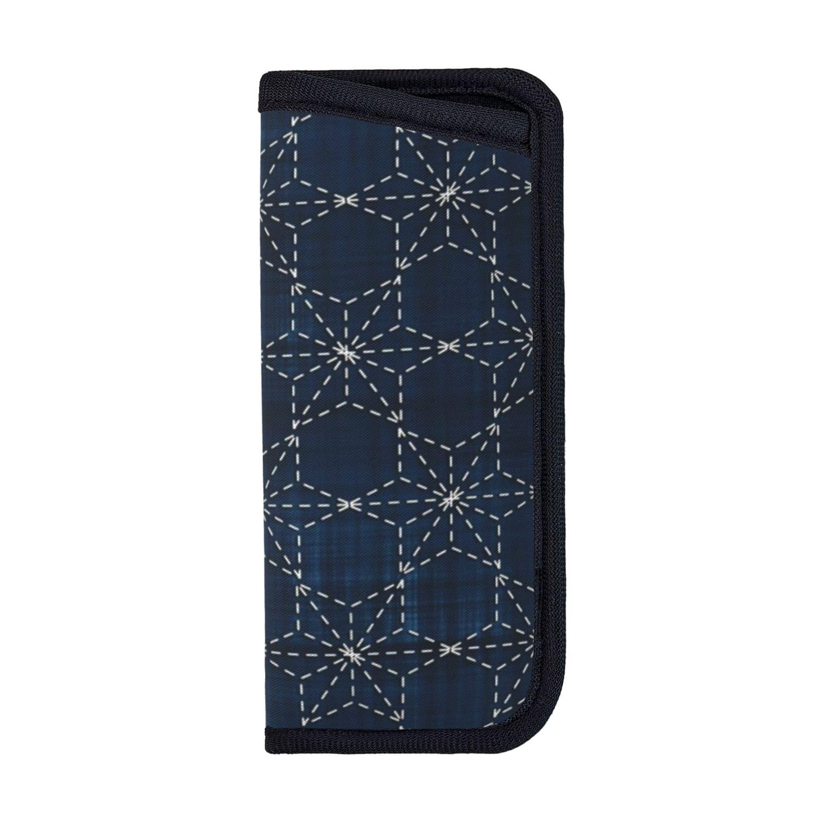 BEEOFICEPENG Glasses Case,Anti-Scratch Spectacles Sleeve Portable Eyewear Case Sunglasses Case,Sashiko Tobi Asa No Ha Scattered Hemp Leaf