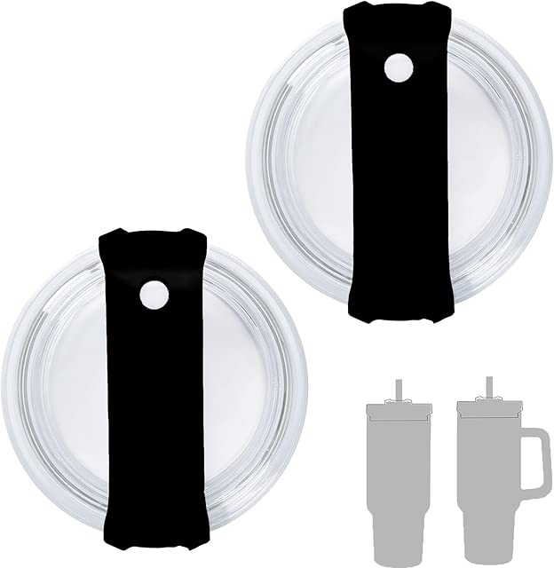 2 Pack 40 OZ Tumbler Lid Compatible for Stanley Quencher, Spill Proof Splash Resistant Stainless Steel Tumbler Covers Fit for Stanley and More Coffee Mugs (Black, 40oz-1.0)
