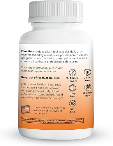 Miniatura 4 de Theracurmin - Suplemento de curcumina de cúrcuma, 60 unidades, cúrcuma y curcumina de alta absorción, suplemento de apoyo para las articulaciones,