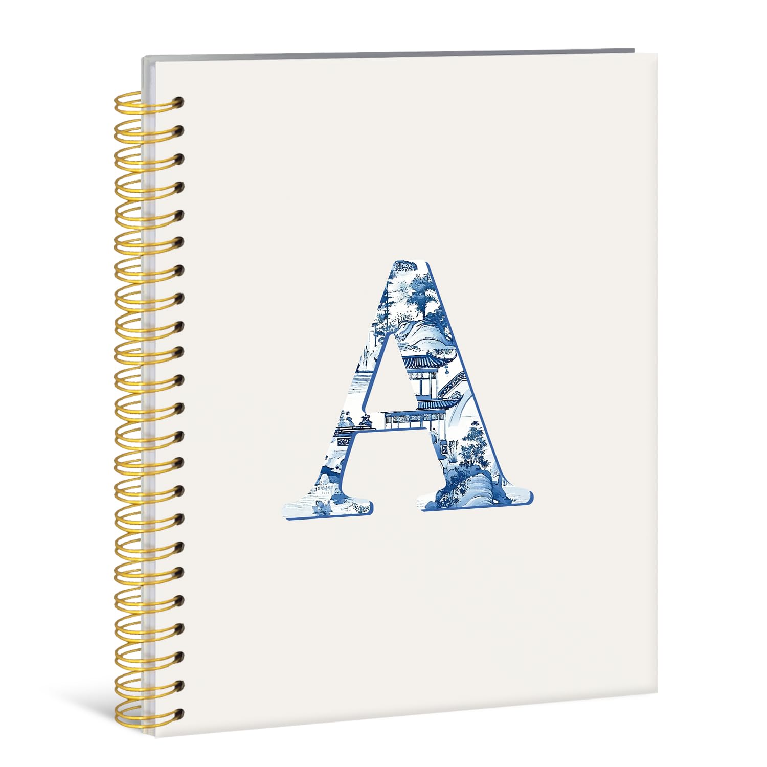 Lacama Spiral Notebook,Chinoiserie Initial A Personalized Notebook，Monogrammed gifts,Aesthetic Journal，Gift for Women,Notebooks for Work, Reading Journal