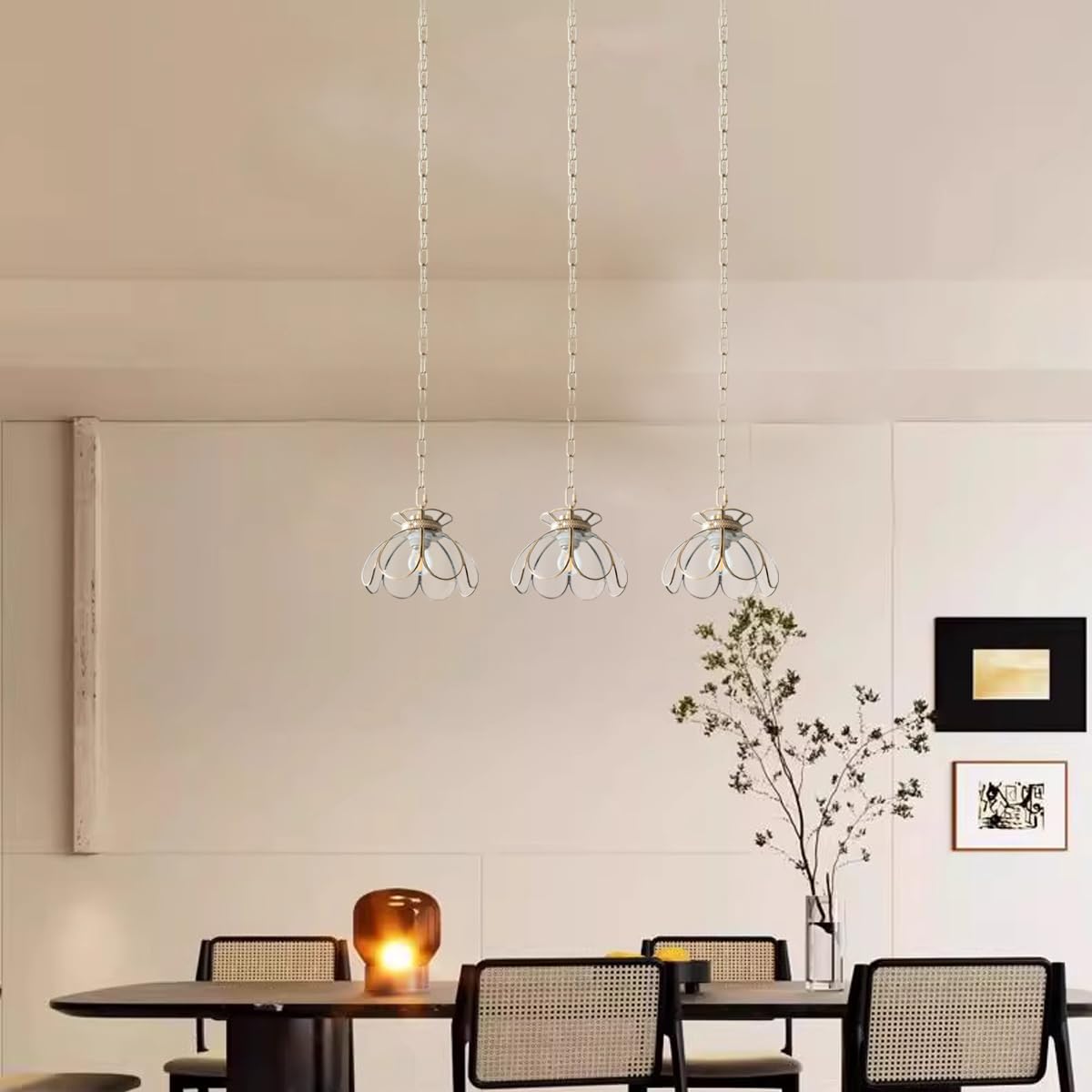Yifi Deco Brass Glass Ceiling Pendant Light, Hanging Chain lamp