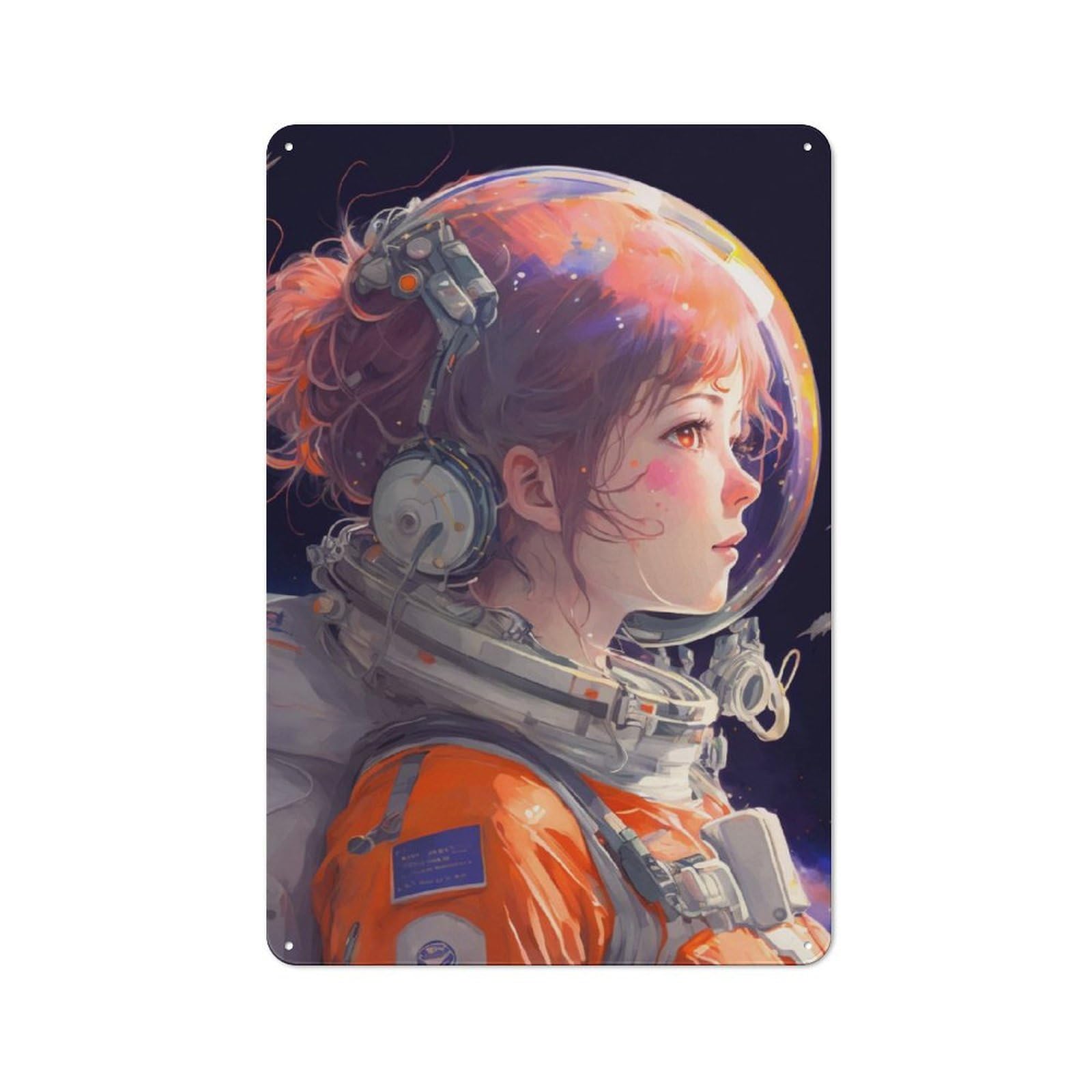 Junmoney Girls Astronaut Anime Tin Wall Plaque 30X20cm With For Man Cave Or Games Room, For Updating Man Cave And Games Room After Moving