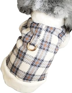 Classic Plaid Dog Coat, Towerble Plus Fleece Dog Coat, Inte inklusive Tow Rope, Winter Dog Jacket for Small Dog Outfit Tröjor (Color : Blue-M)