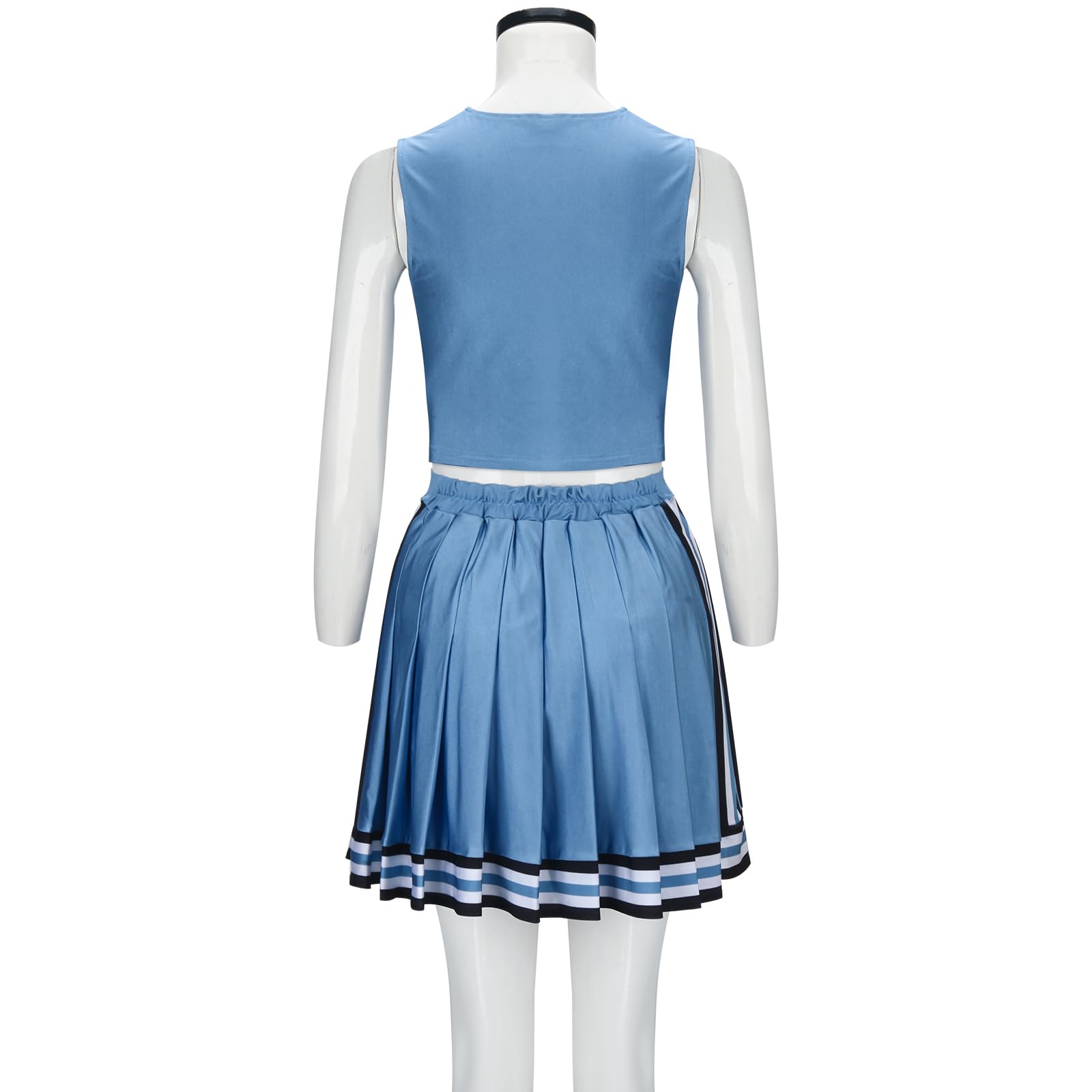 Azul Cheerleader Disfraz para Adulto Adolescentes Cheerleading Uniforme Tank Top Falda Plisada Cheer Outfit para Mujeres Niñas