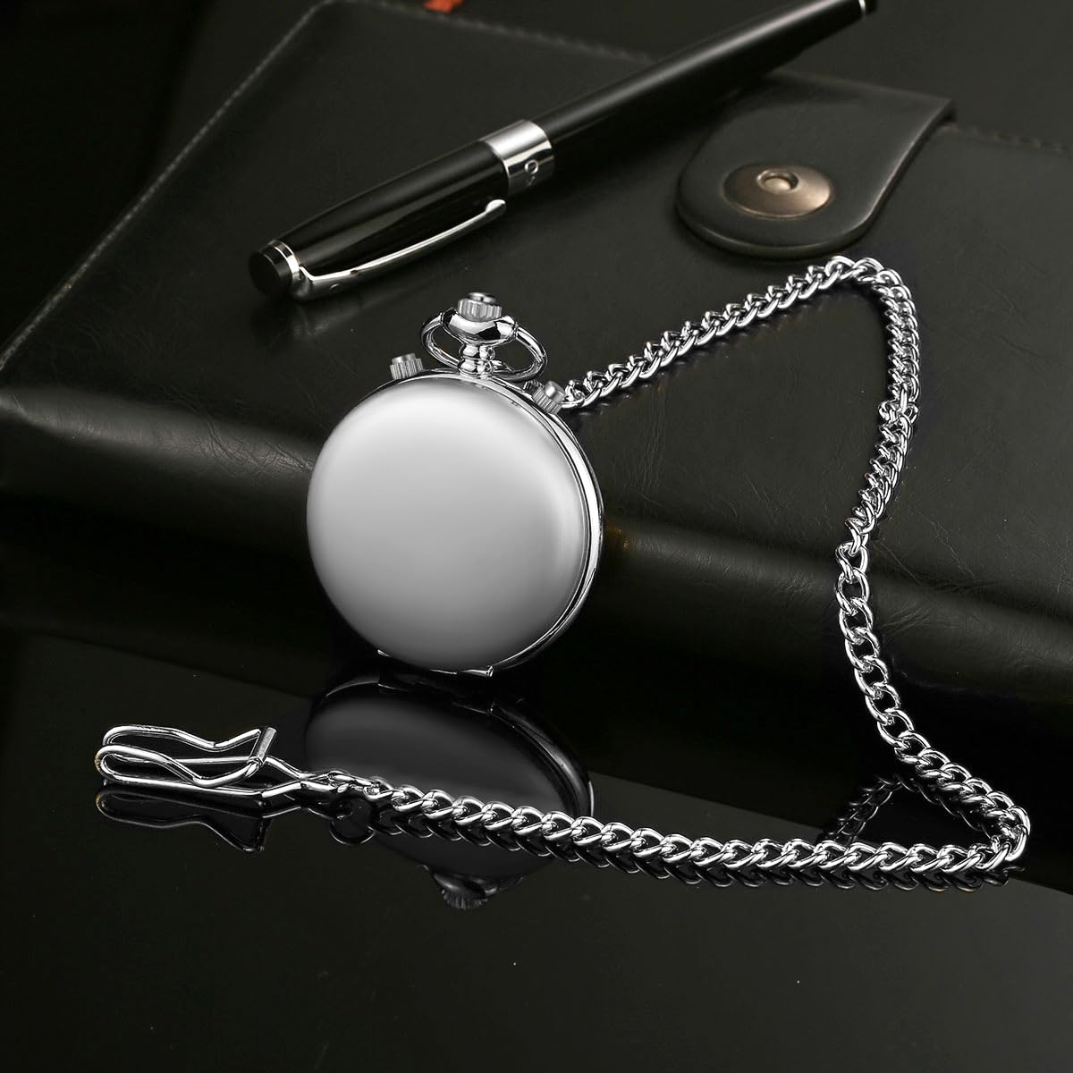 BOSHIYA Smooth Quartz Pocket Watches for Men Multifunctional Chronograph Classic Vintage Mens Womens Pocket Watch with Chain Christmas Graduation Birthday Gifts Fathers Day