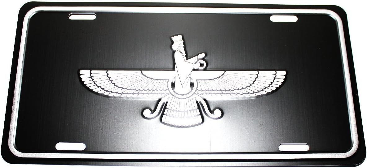 Mehrยฎ Persian Empire Embossed Aluminum License Plate - Made in USA - Achaemenid Empire Symbol - Farvahar