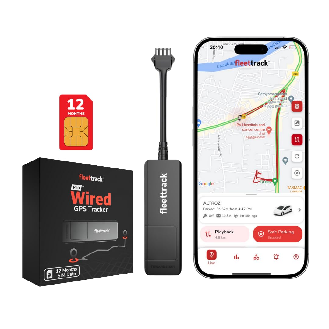 Pro (with 12 Months SIM Recharge) - Wired GPS Tracker for Car, Bike, Scooty, EV, Trucks | Live Location, Instant Engine ON/Off Alerts, Theft Alarms with Next-Gen Mobile App