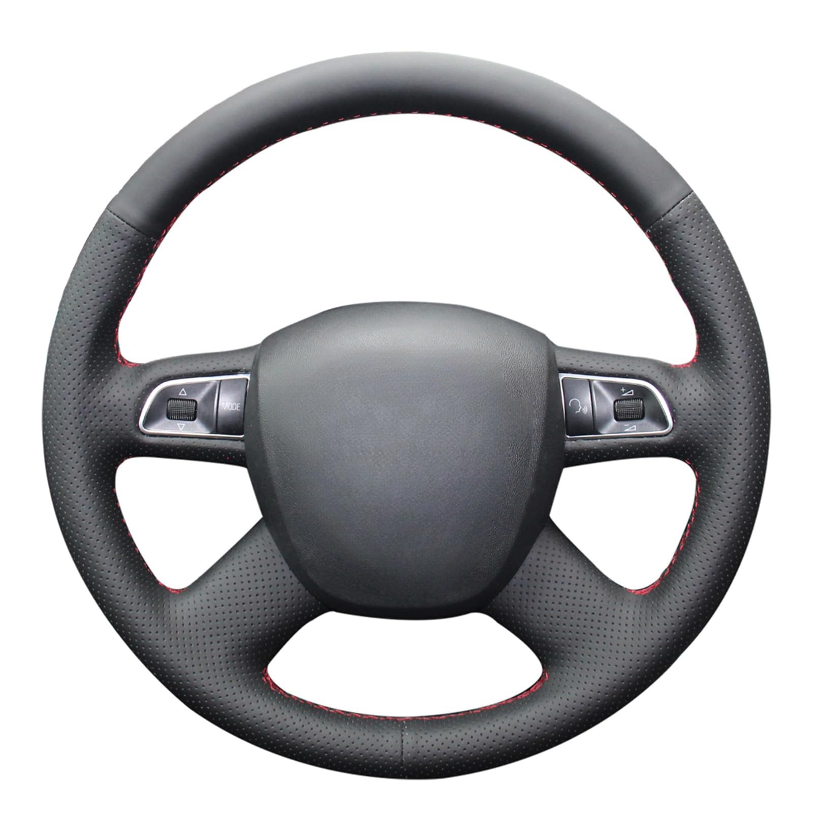 MEWANT Passgenauer Lenkradbezug zum Nähen für Audi A6 | Audi A6 C6 Q5 Q7 S8 Alt A4 B7 B8 Hand Nähen Mikrofaser-Leder Lenkradschoner Atmungsaktiv Für Beheizte Lenkräder Langlebig