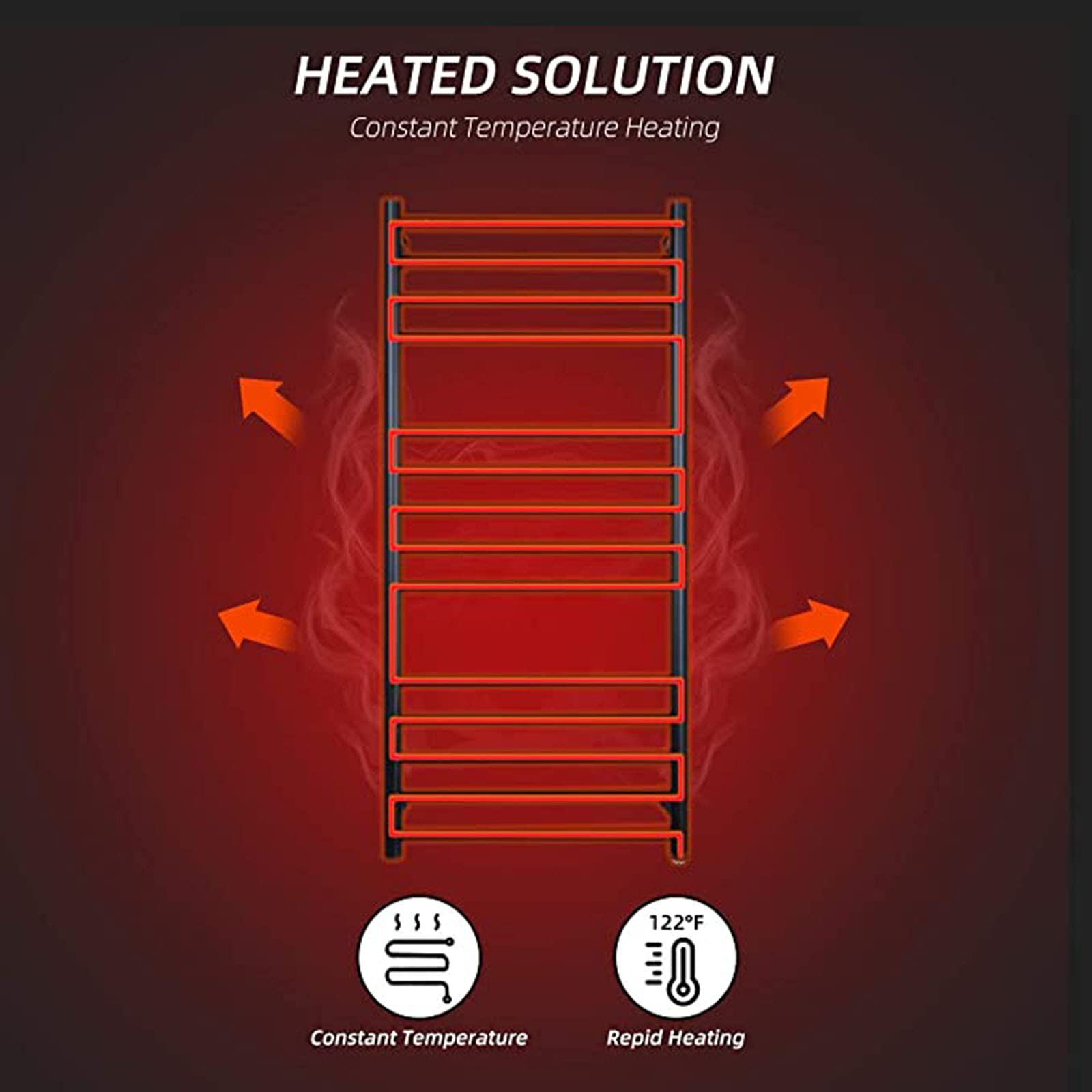 ZQFIDFYR Electric Curved Heated Towel Drying Rack 14 Bars Wall Mounted Black Towel Warmer 304 Stainless Steel Electric Heated Towel Rack for Stylish Bathroom, Hotel (Plug in)