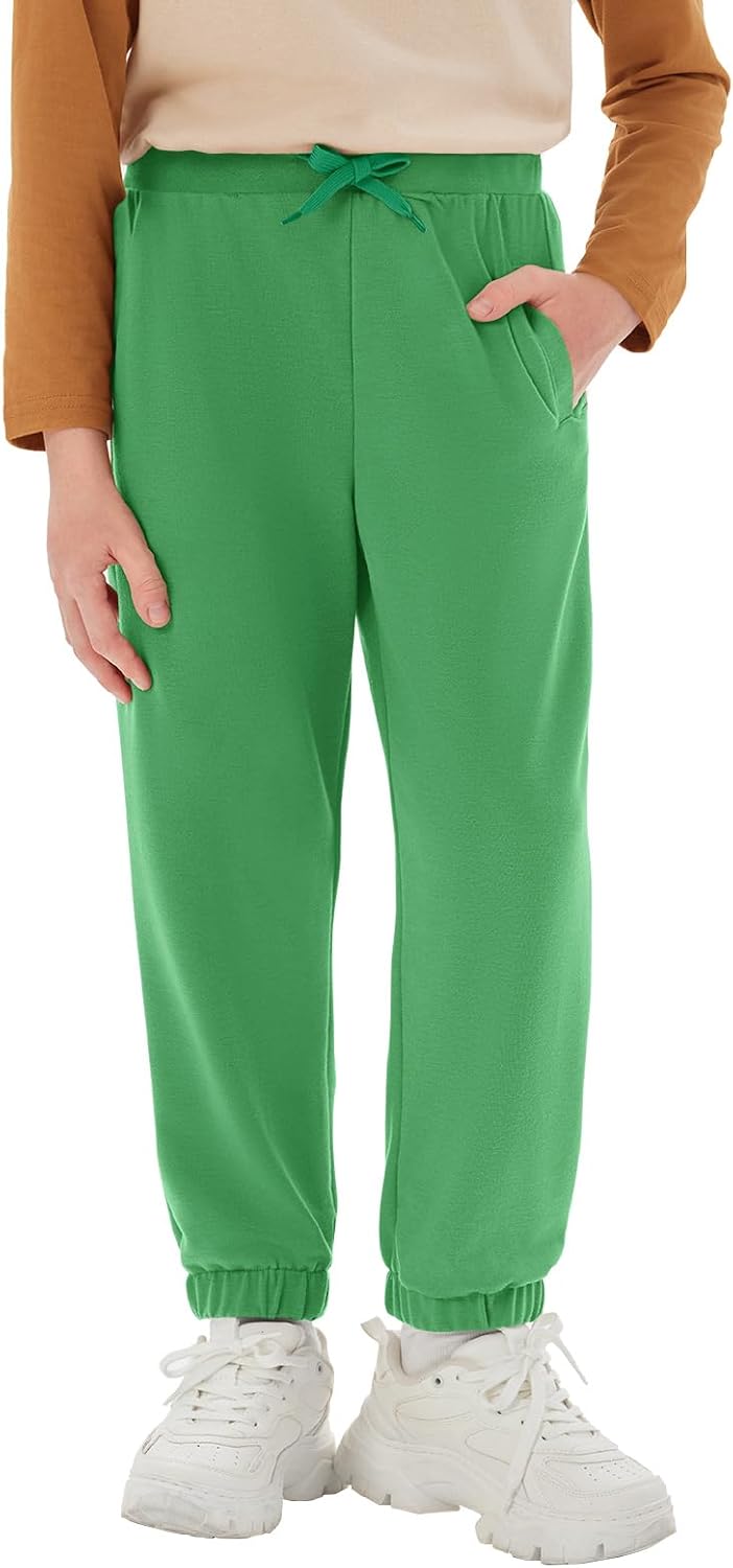 Haloumoning Boys Athletic Sweatpants Basic Elastic Waist Joggers Active Pants with Pockets 5-14 Years