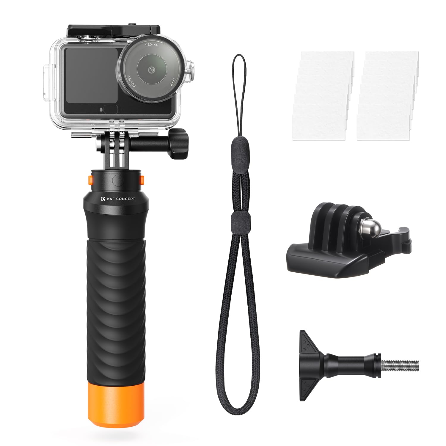 K&F CONCEPT 60 M/196 FT Wasserdichtes Gehäuse mit Schwimmendem Griff für DJI Osmo Action 6, Unterwassergehäuse mit Blitzschuhhalterung, Antibeschlagfolie Wasserresistente Tauchen Schutzhülle