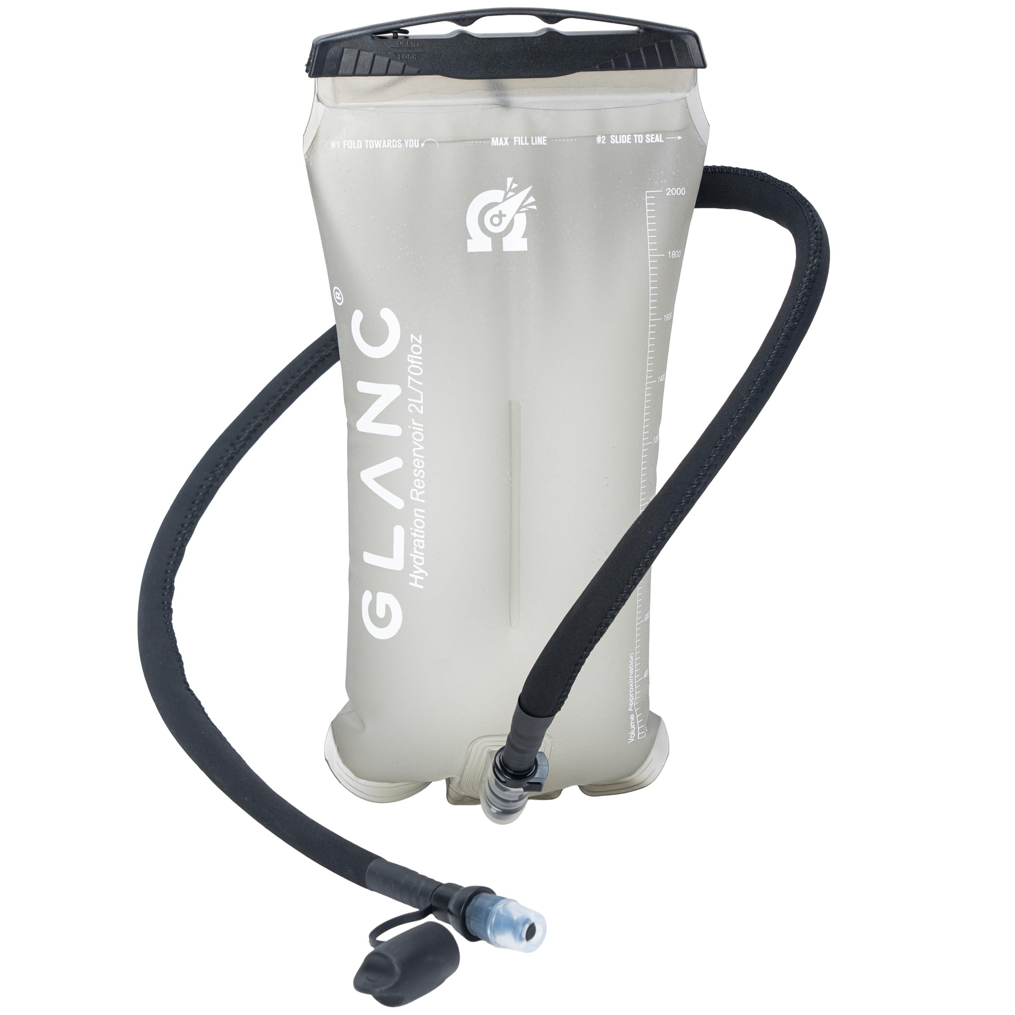 GLANC Bolsa de hidratación – Bolsa de agua de 2 L/3 L para mochila de senderismo, sin BPA, depósito de agua a prueba de fugas para paquete de hidratación, manguera aislada y válvula de mordida de alto