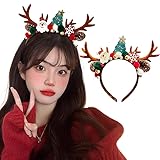 [RidrificM8] 【2026年クリスマス飾り】クリスマス カチューシャ クリスマスツリー サンタクロース 手毬 小道具 クリスマス雰囲気満々 コスプレ レディース 子供 可愛い 小物 前髪留め 仮装 パーテ ィー グッズ 髪飾り 写真撮影用（茶色の鹿の角）