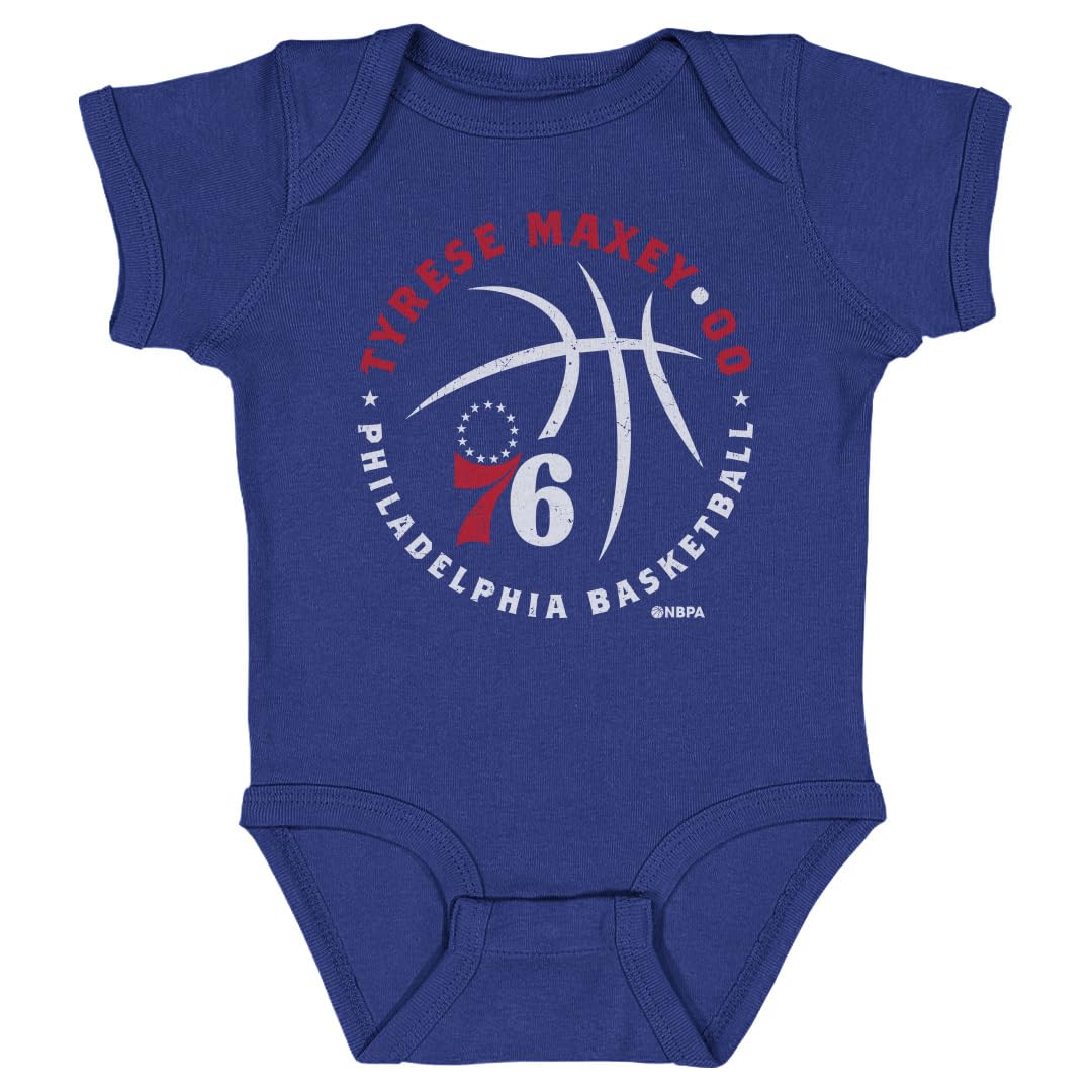 500 LEVEL Tyrese Maxey Philadelphia 76ers One-Piece Infant Bodysuit - Tyrese Maxey Philadelphia 76ers Player Ball WHT (Royal Blue, 12M)