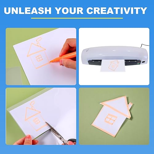 Miniatura 6 de Ireer Paquete de 100 hojas de cartulina A4 de 11.7 x 8.3 pulgadas de color blanco y 100 hojas de laminación de 9 x 11.5 pulgadas de grosor, bolsas