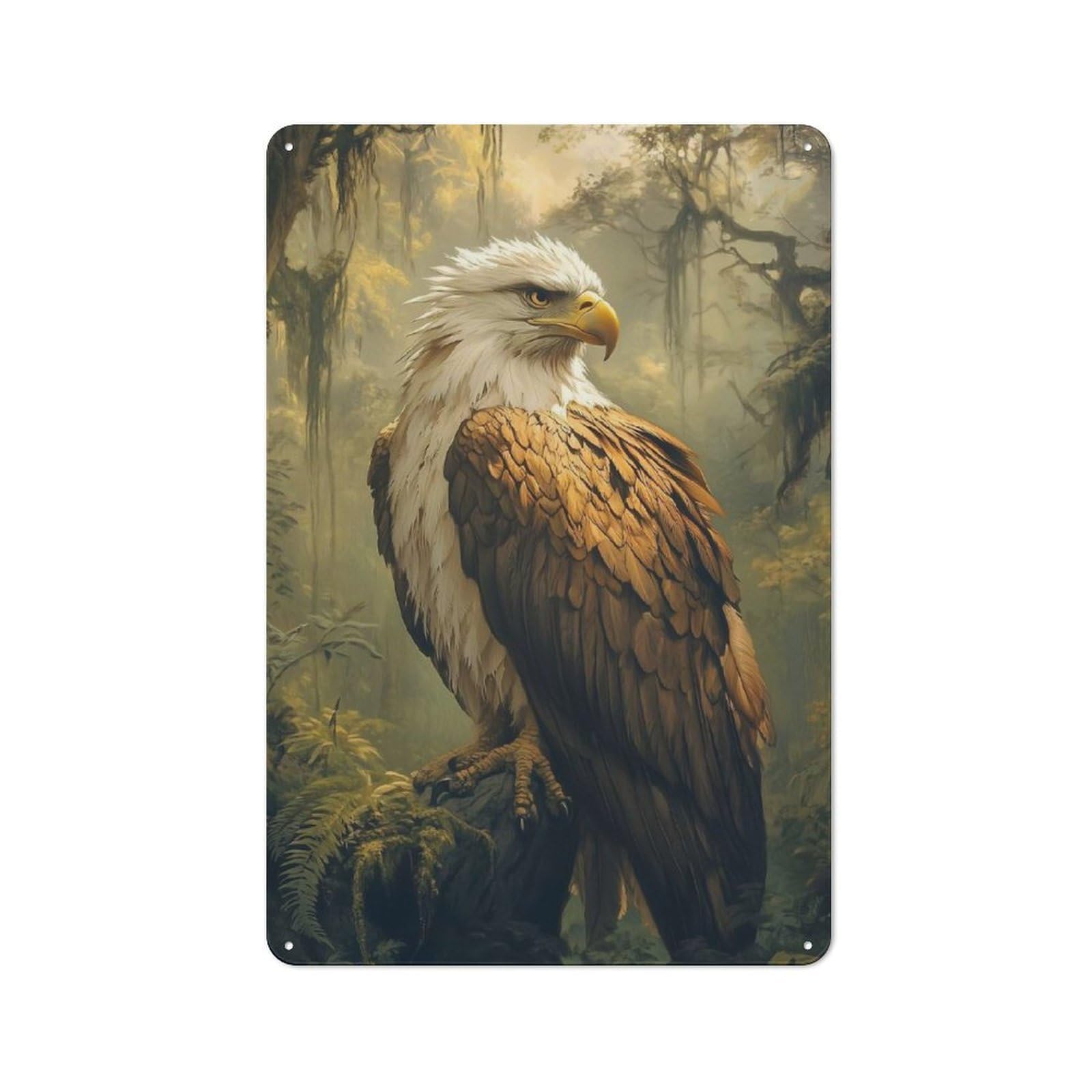 Junmoney Majestic Eagle In Forest Printed Metal Sign 30X20cm For Café Or Restaurant, For Hospitality Interior Collectors