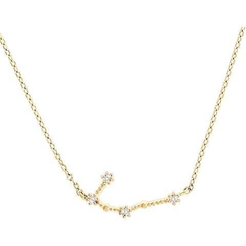 PAVOI 14K Gold Plated Astrology Constellation Horoscope Zodiac Necklace 16-18