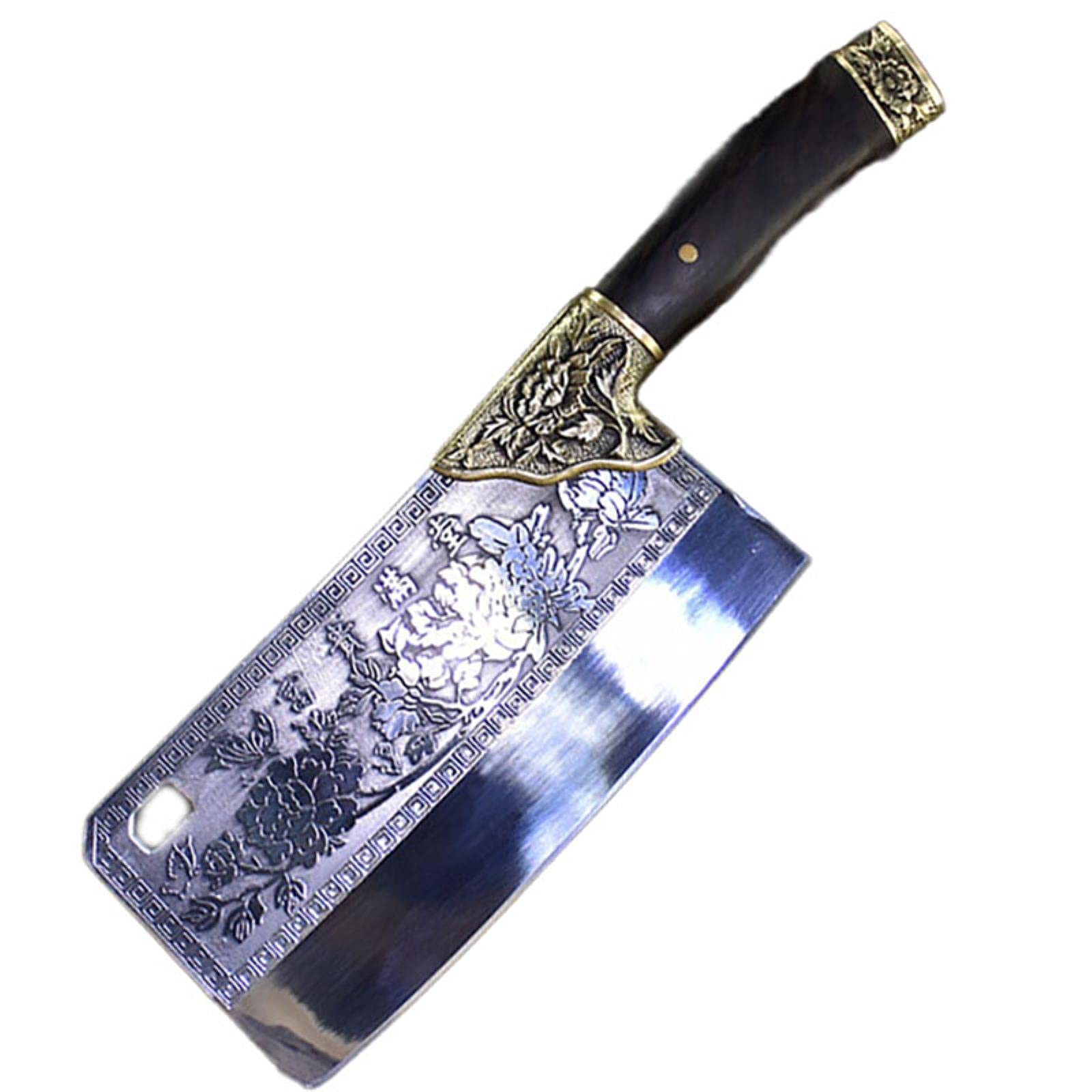 Guang Couteau de Cuisine Chinois Professionnel 7CR17MOV en Acier au Carbone forgé Multifonctionnel pour Couper Les os et la Viande