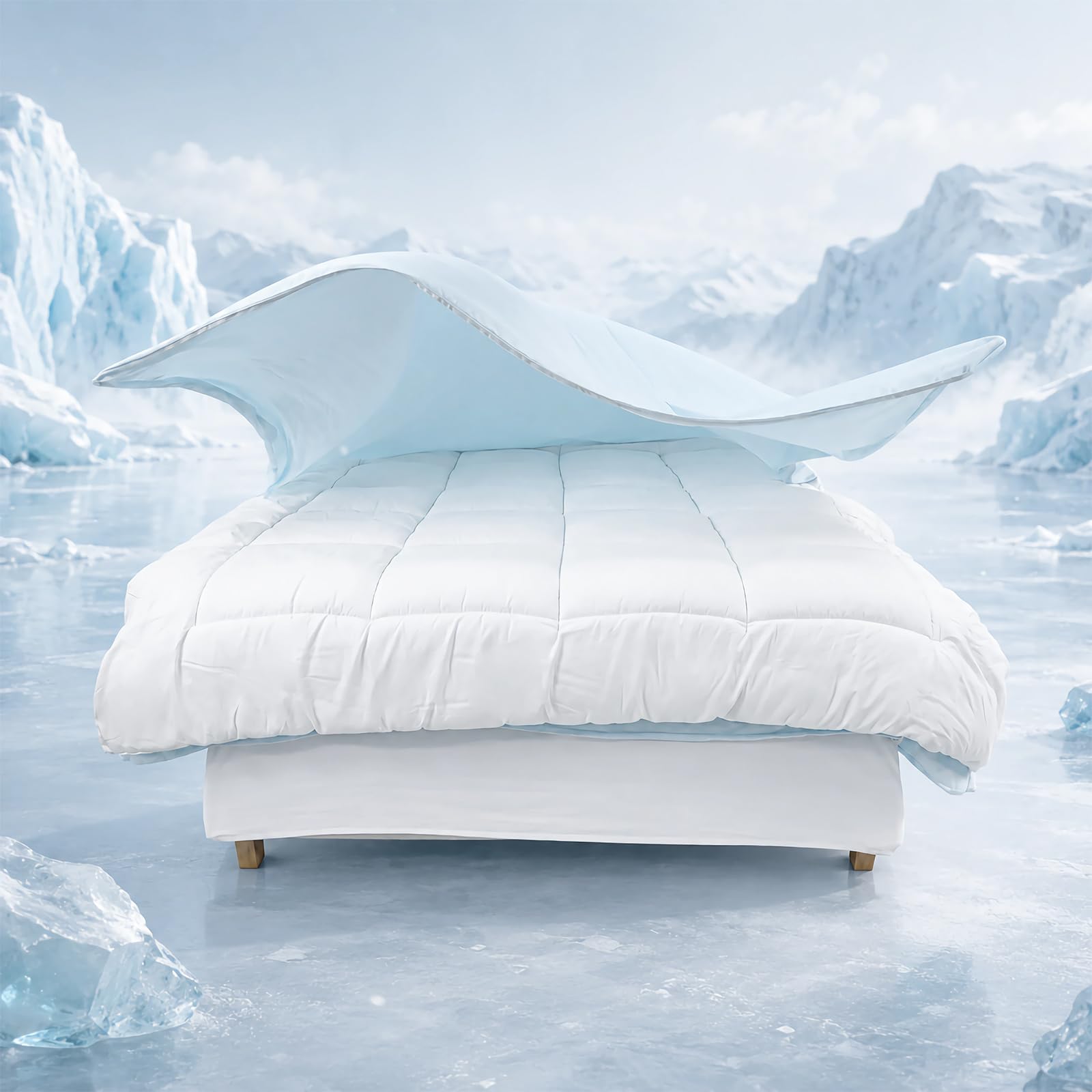 REDSSEN Easy Fit Duvet Cover Set with 3-Sided Zip | Zip Duvet Cover for Easy Putting On & Removing | Soft Polyester Bedding Set | Breathable Easy Care Quilt Cover | King Size | Ice Blue